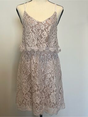 Sass‎ Nude Floral Lace Dress | Feminine | Romantic | Boho | Mini Dress